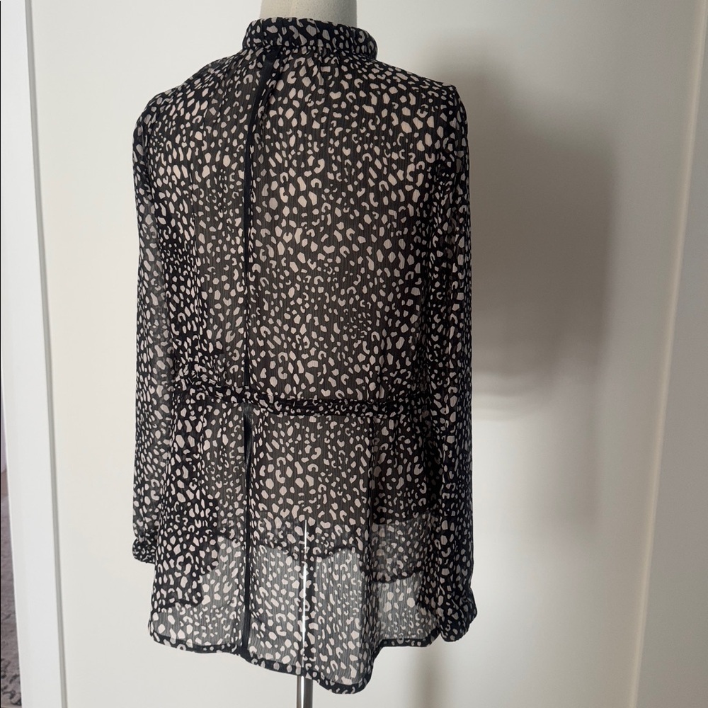 MARC CAIN Black and White Patterned Sheered Blouse S/M - Picture 3 of 6